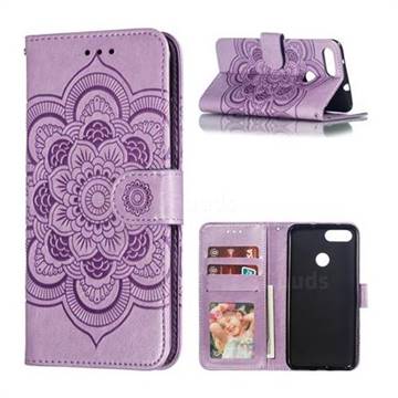 Intricate Embossing Datura Solar Leather Wallet Case for Asus Zenfone Max Plus (M1) ZB570TL - Purple