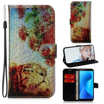 Tiger Rose Laser Shining Leather Wallet Phone Case for Asus Zenfone Max Plus (M1) ZB570TL
