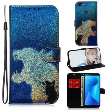 Cat and Leopard Laser Shining Leather Wallet Phone Case for Asus Zenfone Max Plus (M1) ZB570TL