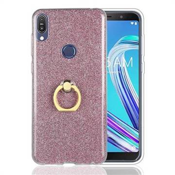 Luxury Soft TPU Glitter Back Ring Cover with 360 Rotate Finger Holder Buckle for Asus Zenfone Max Pro (M1) ZB601KL - Pink