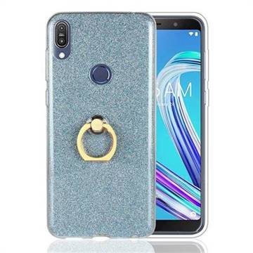 Luxury Soft TPU Glitter Back Ring Cover with 360 Rotate Finger Holder Buckle for Asus Zenfone Max Pro (M1) ZB601KL - Blue