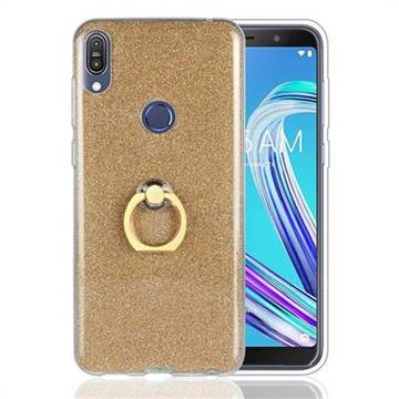 Luxury Soft TPU Glitter Back Ring Cover with 360 Rotate Finger Holder Buckle for Asus Zenfone Max Pro (M1) ZB601KL - Golden