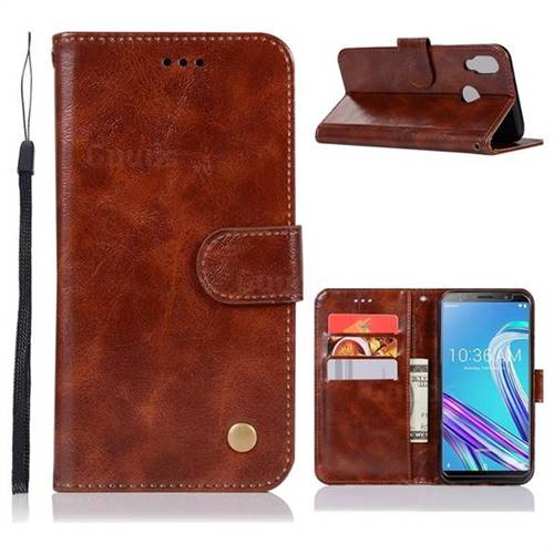 Luxury Retro Leather Wallet Case for Asus Zenfone Max Pro (M1) ZB601KL - Brown