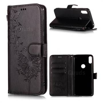 Intricate Embossing Dandelion Butterfly Leather Wallet Case for Asus Zenfone Max Pro (M1) ZB601KL - Black