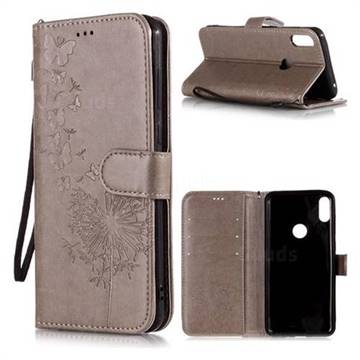 Intricate Embossing Dandelion Butterfly Leather Wallet Case for Asus Zenfone Max Pro (M1) ZB601KL - Gray