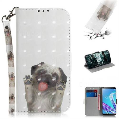 Pug Dog 3D Painted Leather Wallet Phone Case for Asus Zenfone Max Pro (M1) ZB601KL