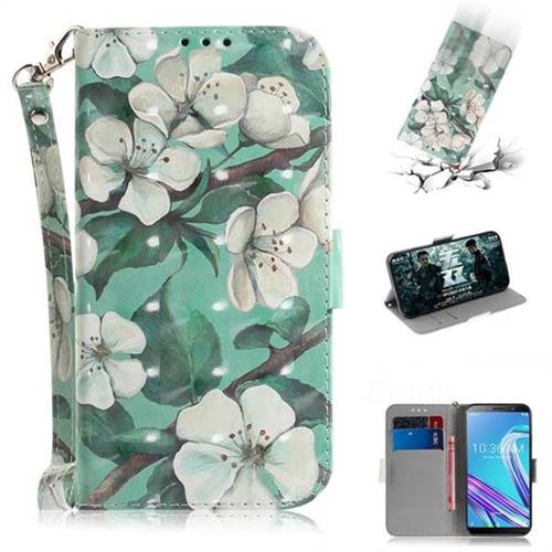 Watercolor Flower 3D Painted Leather Wallet Phone Case for Asus Zenfone Max Pro (M1) ZB601KL