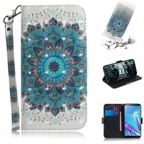 Peacock Mandala 3D Painted Leather Wallet Phone Case for Asus Zenfone Max Pro (M1) ZB601KL