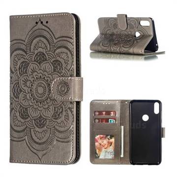 Intricate Embossing Datura Solar Leather Wallet Case for Asus Zenfone Max Pro (M1) ZB601KL - Gray