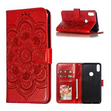 Intricate Embossing Datura Solar Leather Wallet Case for Asus Zenfone Max Pro (M1) ZB601KL - Red