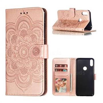 Intricate Embossing Datura Solar Leather Wallet Case for Asus Zenfone Max Pro (M1) ZB601KL - Rose Gold