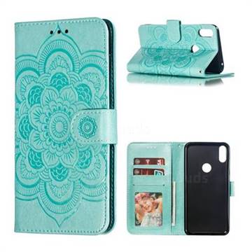 Intricate Embossing Datura Solar Leather Wallet Case for Asus Zenfone Max Pro (M1) ZB601KL - Green