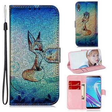 Cute Fox Laser Shining Leather Wallet Phone Case for Asus Zenfone Max Pro (M1) ZB601KL