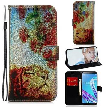 Tiger Rose Laser Shining Leather Wallet Phone Case for Asus Zenfone Max Pro (M1) ZB601KL