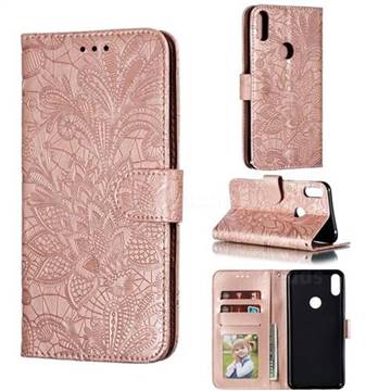 Intricate Embossing Lace Jasmine Flower Leather Wallet Case for Asus Zenfone Max Pro (M1) ZB601KL - Rose Gold