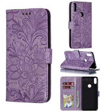 Intricate Embossing Lace Jasmine Flower Leather Wallet Case for Asus Zenfone Max Pro (M1) ZB601KL - Purple