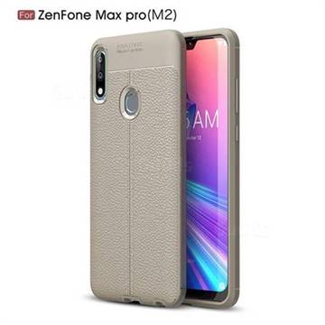 Luxury Auto Focus Litchi Texture Silicone TPU Back Cover for Asus Zenfone Max Pro (M2) ZB631KL - Gray