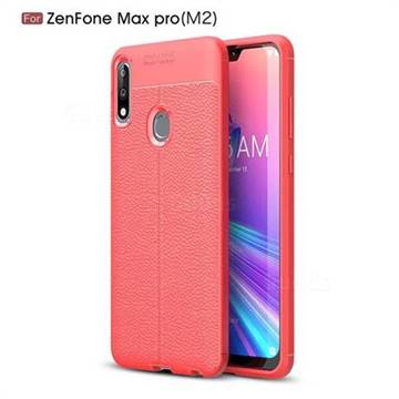 Luxury Auto Focus Litchi Texture Silicone TPU Back Cover for Asus Zenfone Max Pro (M2) ZB631KL - Red