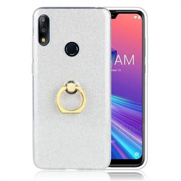 Luxury Soft TPU Glitter Back Ring Cover with 360 Rotate Finger Holder Buckle for Asus Zenfone Max Pro (M2) ZB631KL - White