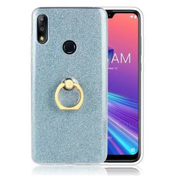Luxury Soft TPU Glitter Back Ring Cover with 360 Rotate Finger Holder Buckle for Asus Zenfone Max Pro (M2) ZB631KL - Blue