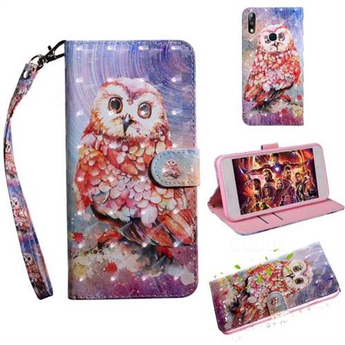 Colored Owl 3D Painted Leather Wallet Case for Asus Zenfone Max Pro (M2) ZB631KL