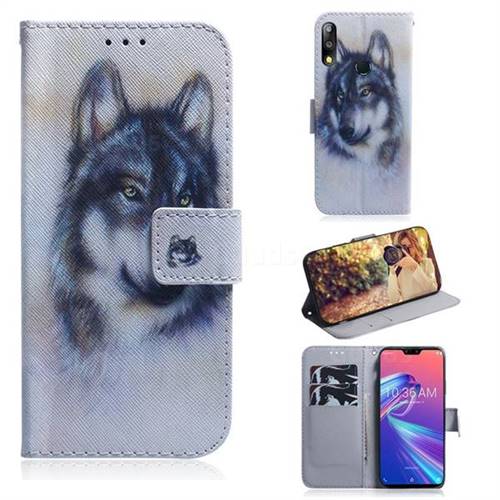 Snow Wolf PU Leather Wallet Case for Asus Zenfone Max Pro (M2) ZB631KL