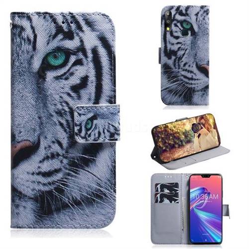 White Tiger PU Leather Wallet Case for Asus Zenfone Max Pro (M2) ZB631KL