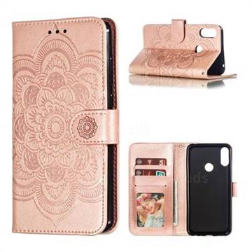 Intricate Embossing Datura Solar Leather Wallet Case for Asus Zenfone Max Pro (M2) ZB631KL - Rose Gold