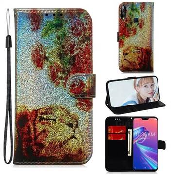 Tiger Rose Laser Shining Leather Wallet Phone Case for Asus Zenfone Max Pro (M2) ZB631KL