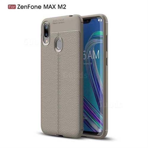 Luxury Auto Focus Litchi Texture Silicone TPU Back Cover for Asus Zenfone Max (M2) ZB633KL - Gray