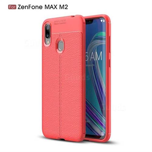 Luxury Auto Focus Litchi Texture Silicone TPU Back Cover for Asus Zenfone Max (M2) ZB633KL - Red