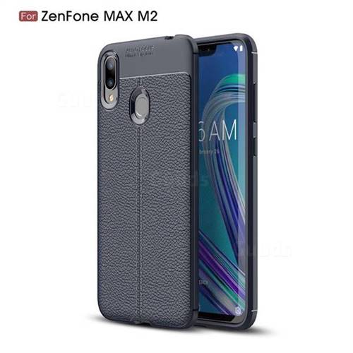 Luxury Auto Focus Litchi Texture Silicone TPU Back Cover for Asus Zenfone Max (M2) ZB633KL - Dark Blue