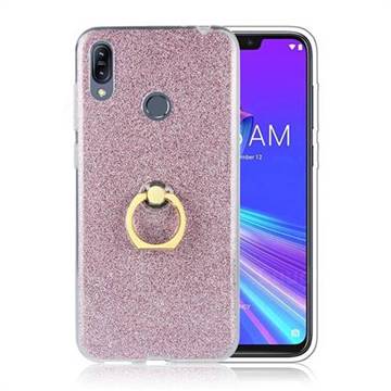 Luxury Soft TPU Glitter Back Ring Cover with 360 Rotate Finger Holder Buckle for Asus Zenfone Max (M2) ZB633KL - Pink