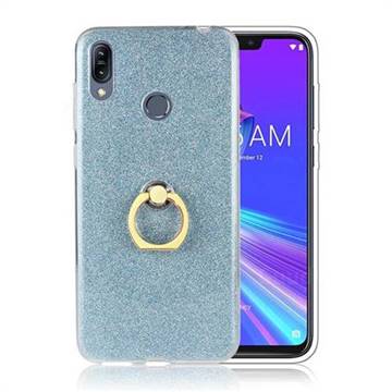 Luxury Soft TPU Glitter Back Ring Cover with 360 Rotate Finger Holder Buckle for Asus Zenfone Max (M2) ZB633KL - Blue