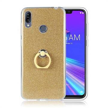 Luxury Soft TPU Glitter Back Ring Cover with 360 Rotate Finger Holder Buckle for Asus Zenfone Max (M2) ZB633KL - Golden
