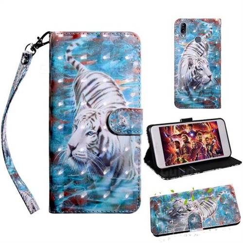 White Tiger 3D Painted Leather Wallet Case for Asus Zenfone Max (M2) ZB633KL