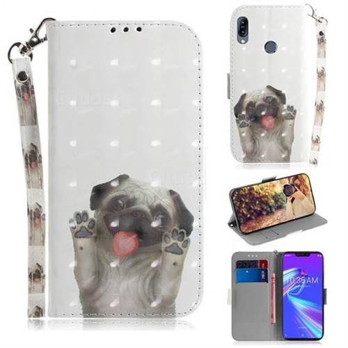 Pug Dog 3D Painted Leather Wallet Phone Case for Asus Zenfone Max (M2) ZB633KL