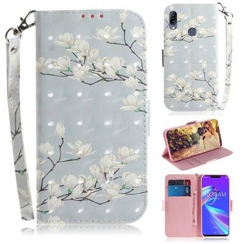 Magnolia Flower 3D Painted Leather Wallet Phone Case for Asus Zenfone Max (M2) ZB633KL