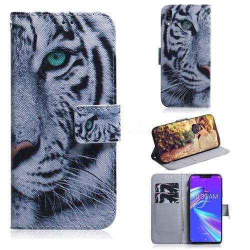 White Tiger PU Leather Wallet Case for Asus Zenfone Max (M2) ZB633KL