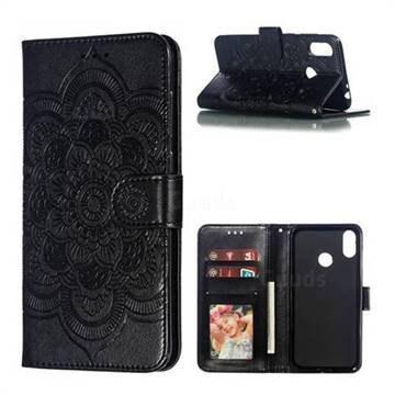 Intricate Embossing Datura Solar Leather Wallet Case for Asus Zenfone Max (M2) ZB633KL - Black