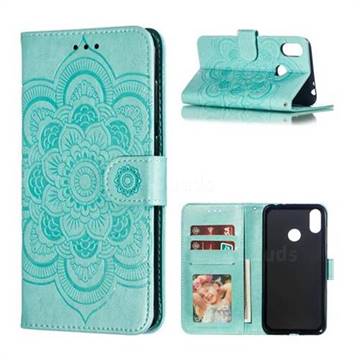 Intricate Embossing Datura Solar Leather Wallet Case for Asus Zenfone Max (M2) ZB633KL - Green