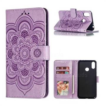 Intricate Embossing Datura Solar Leather Wallet Case for Asus Zenfone Max (M2) ZB633KL - Purple