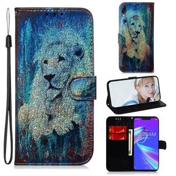 White Lion Laser Shining Leather Wallet Phone Case for Asus Zenfone Max (M2) ZB633KL