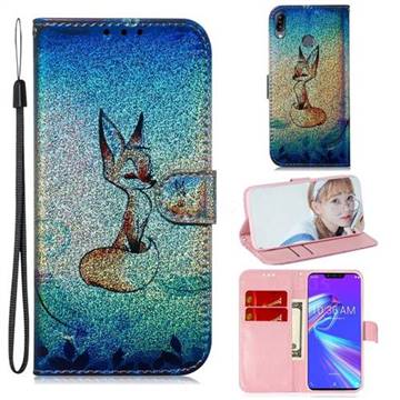 Cute Fox Laser Shining Leather Wallet Phone Case for Asus Zenfone Max (M2) ZB633KL