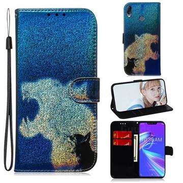 Cat and Leopard Laser Shining Leather Wallet Phone Case for Asus Zenfone Max (M2) ZB633KL
