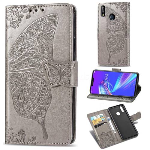 Embossing Mandala Flower Butterfly Leather Wallet Case for Asus Zenfone Max (M2) ZB633KL - Gray