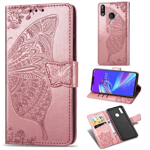 Embossing Mandala Flower Butterfly Leather Wallet Case for Asus Zenfone Max (M2) ZB633KL - Rose Gold
