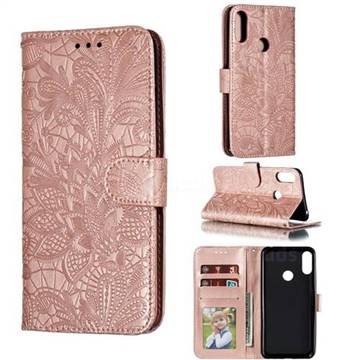 Intricate Embossing Lace Jasmine Flower Leather Wallet Case for Asus Zenfone Max (M2) ZB633KL - Rose Gold
