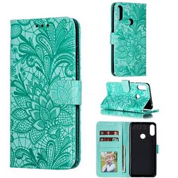 Intricate Embossing Lace Jasmine Flower Leather Wallet Case for Asus Zenfone Max (M2) ZB633KL - Green