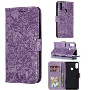 Intricate Embossing Lace Jasmine Flower Leather Wallet Case for Asus Zenfone Max (M2) ZB633KL - Purple